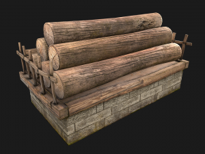 Sawmill Storage with Wooden Logs 3D Модель