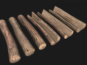 Sawmill Storage with Wooden Logs 3D Модель