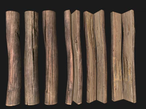 Sawmill Storage with Wooden Logs 3D Model