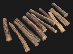 Sawmill Storage with Wooden Logs 3D Модель