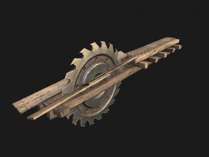 Medieval Sawmill Mechanism 3D Model
