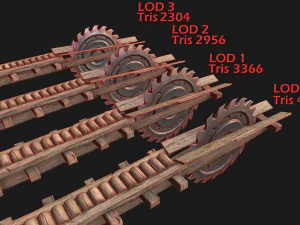 Medieval Sawmill Mechanism 3D Model