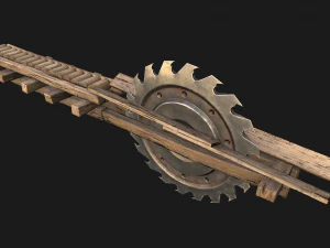 Medieval Sawmill Mechanism 3D Model
