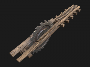 Medieval Sawmill Mechanism Model 3D