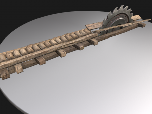 Medieval Sawmill Mechanism Model 3D