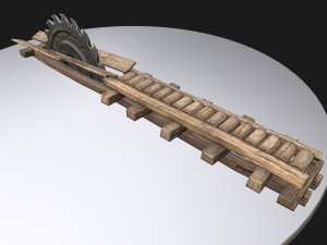 Medieval Sawmill Mechanism Model 3D