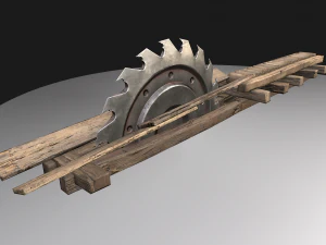 Medieval Sawmill Mechanism 3D Model