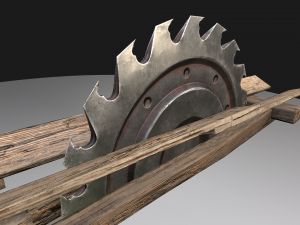 Medieval Sawmill Mechanism Model 3D