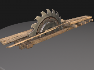 Medieval Sawmill Mechanism Model 3D