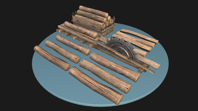 Sawmill Mechanism with Storage Model 3D .c4d .max .obj .3ds .fbx .stl .blend 