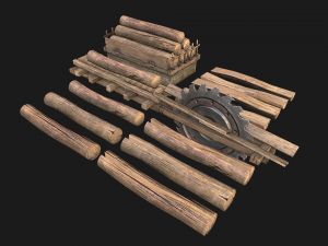 Sawmill Mechanism with Storage Model 3D