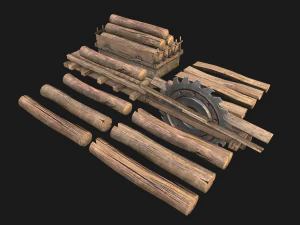 Sawmill Mechanism with Storage 3D Model
