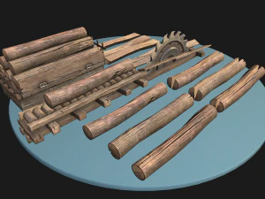 Sawmill Mechanism with Storage 3D Model