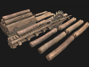Sawmill Mechanism with Storage Model 3D