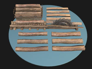 Sawmill Mechanism with Storage 3D Model
