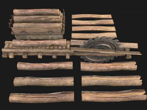 Sawmill Mechanism with Storage 3D Model