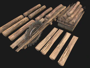 Sawmill Mechanism with Storage 3D Model