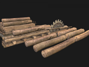 Sawmill Mechanism with Storage Model 3D