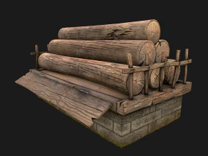 Sawmill Mechanism with Storage 3D Model