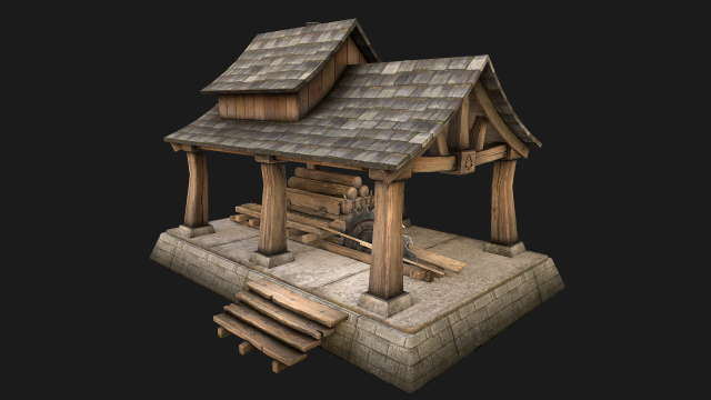 Sawmill and Warehouse 3D Model .c4d .max .obj .3ds .fbx .stl .blend 