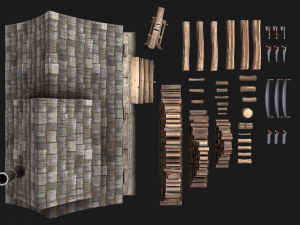 Sawmill and Lumberjack Set 3D Модель
