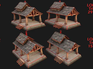 Conjunto de serraria e lenhador Modelo 3D