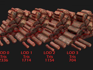 Conjunto de serraria e lenhador Modelo 3D