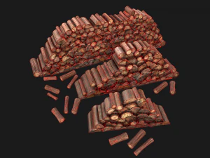 Conjunto de serraria e lenhador Modelo 3D