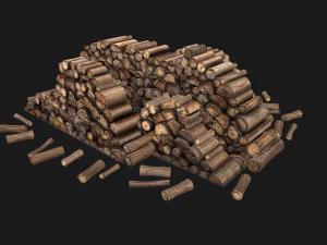 Conjunto de serraria e lenhador Modelo 3D