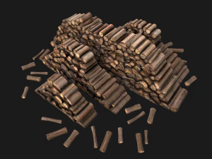 Conjunto de serraria e lenhador Modelo 3D