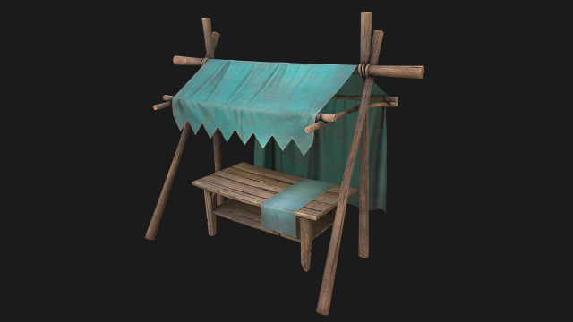 Tent Market Blue Tent 3D Model .c4d .max .obj .3ds .fbx .stl .blend 
