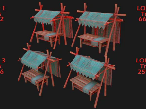 Tent Market Blue Tent 3D Model