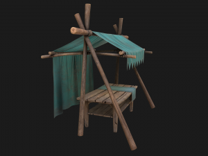 Tent Market Blue Tent 3D Model