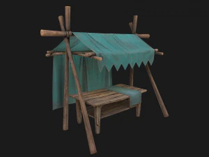 Tent Market Blue Tent 3D Model