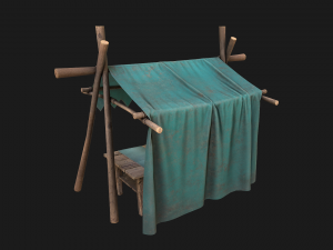 Tent Market Blue Tent 3D Model