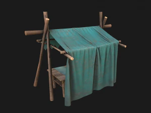 Tent Market Blue Tent 3D Model