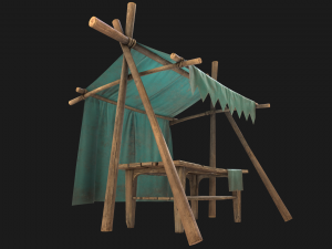 Tent Market Blue Tent 3D Model