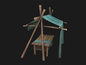 Tent Market Blue Tent 3D Model