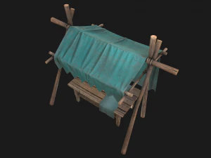 Tent Market Blue Tent 3D Model