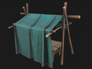 Tent Market Blue Tent 3D Model