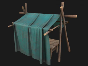 Tent Market Blue Tent 3D Model