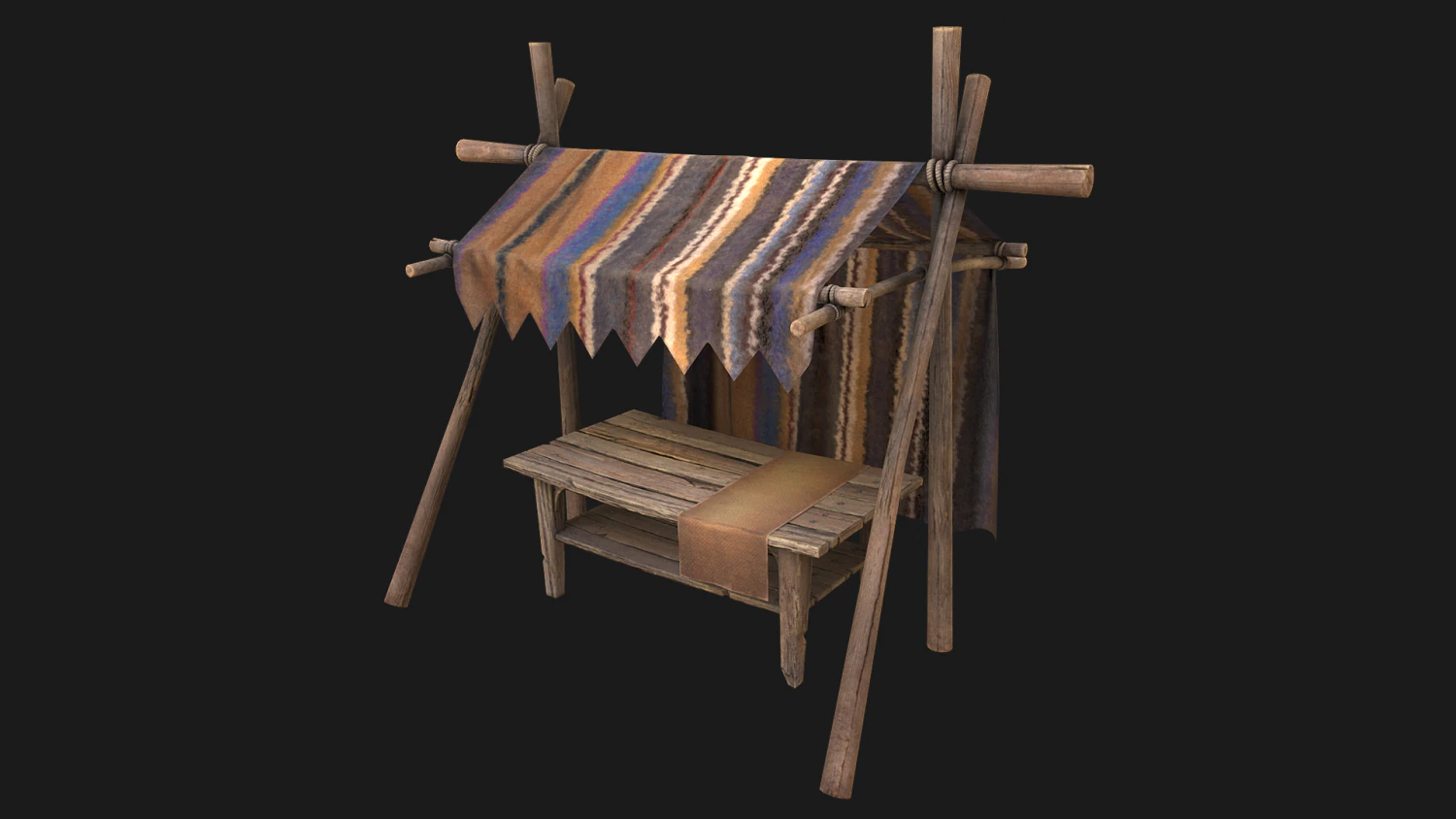 Market Stand 3D Model .c4d .max .obj .3ds .fbx .stl .blend 