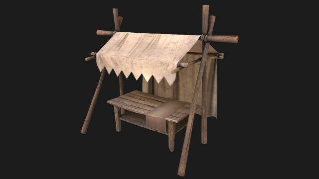 Market Cotton Stall 3Dモデル .c4d .max .obj .3ds .fbx .stl .blend 