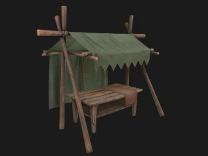 Army Market Tent 3D Model