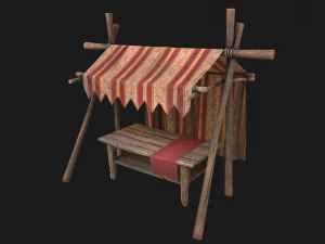 Stragany Czerwony Namiot Model 3D