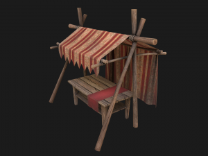 Market Stalls Red Tent Model 3D