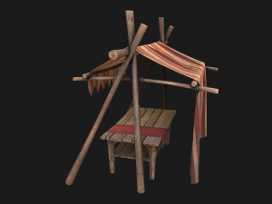 Market Stalls Red Tent Model 3D