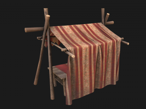 Market Stalls Red Tent Model 3D