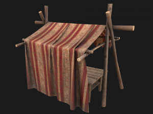 Market Stalls Red Tent Model 3D