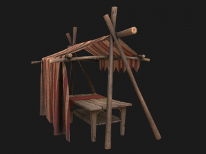 Market Stalls Red Tent Model 3D
